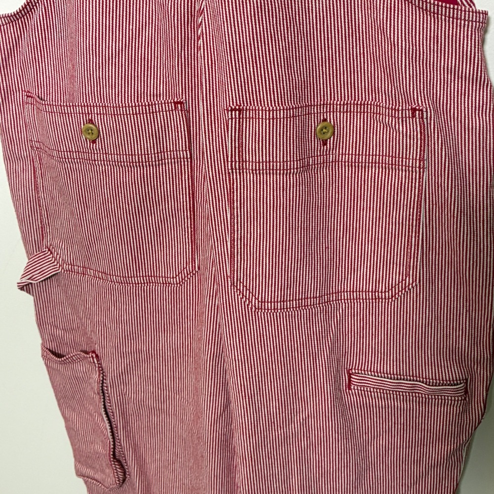 Duluth Trading Womens Railroad Gardening Overalls Size S x 31 Red Stripe Bibs - Picture 13 of 13